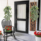 Hotop 2 Pcs Artificial Peperomia Trailing Plant Vine 26" Faux Pilea Trailing Artificial Silk Plant for Indoor Home Office Livingroom Wall Shelf Bathroom Decoration(Eyebrow Leaf)
