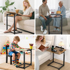 Upgrade Tv Tray Table Set of 2, 8-Level Adjustable Height Couch Side Table, 90° Tilt Angle Foldable C-Shaped End Table with Phone & Tablet Slot Sofa Computer Desk for Couch,Sofa,Bed,Chair,Living Room