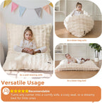 MAXYOYO 3 in 1 Kids Bean Bag Chair, Child Floor Sofa for Gaming, Reading, Convertible Bean Bag Floor Cushion with Machine Washable Cover for Living Room Bedroom, Beige