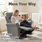 Havora Power Swivel Rocker Recliner for Nursery, Compact 29.9” Electric Glider Recliner Chair for Small Spaces, 270° Swivel, Quiet Rocking Nursing Chair for Living Room Bedroom, Dark Gray