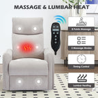 Trustyue Swivel Rocker Recliner Chair, 360° Swivel Recliner with Heat and Massage, Rocker Recliner Nursery Glider Chair with Side Pockets for Living Room (Beige, Fabric)