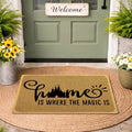 Funny Doormat for Entrance Way Indoor/Outdoor Front Door/Patio Anti-Slip & Heavy Weather Resistant Rugs House Warming Novelty Gift Mat 36"x24" (Home is Where the Magic is)