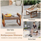 Tangkula Rattan Wicker Outdoor Ottoman Set of 2, Patio 3-in-1 Footstools with Removable Cushions, Additional Seating and Side Tables for Porch, Backyard & Poolside (Off White)