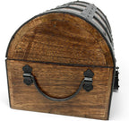Nautical Cove Handmade Wooden Treasure Chest Storage Box – Deluxe Design with Real Leather Accents, Working Iron Lock & Skeleton Keys, Decorative Keepsake Chest (Medium - 10 x 7 x 7)