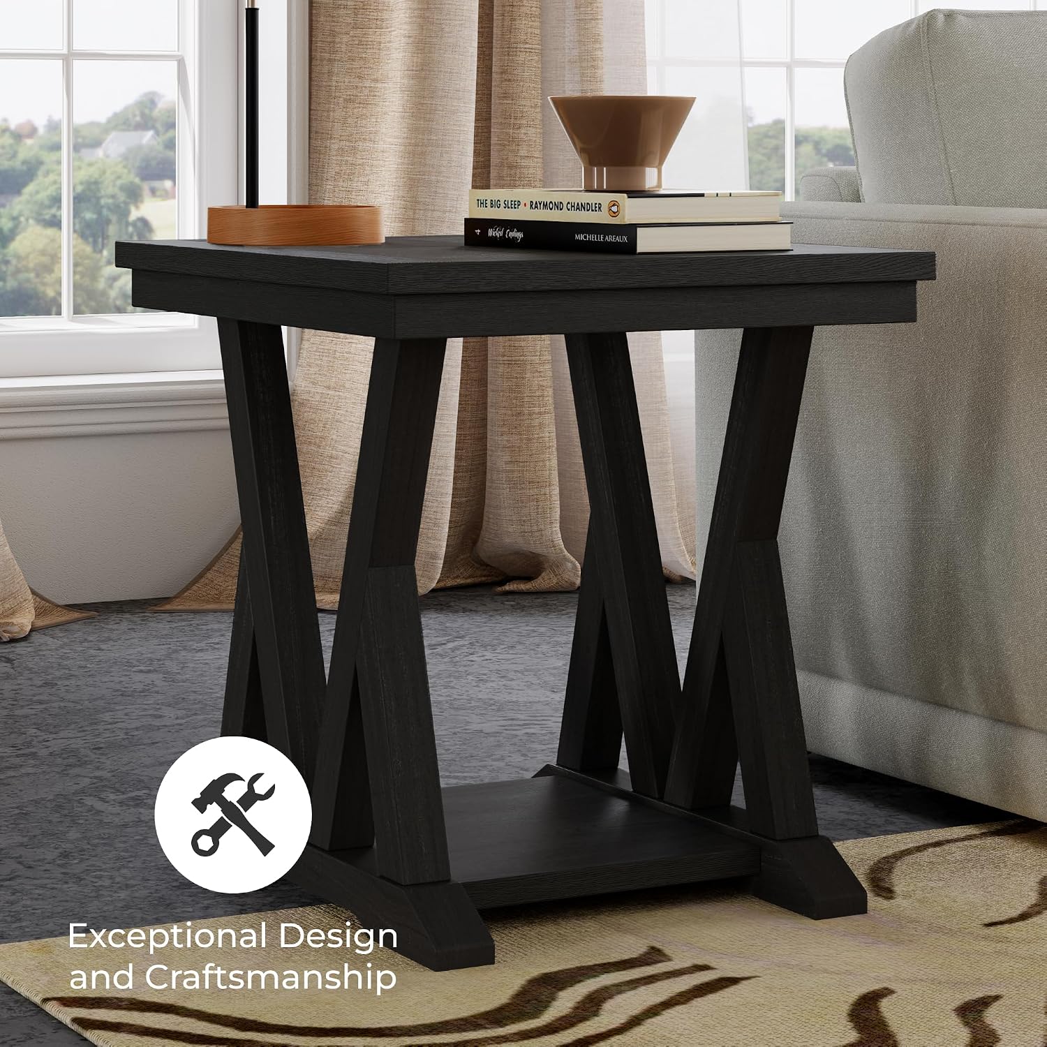Flexsteel Maren End Table Ebony FSC-Certified Wood