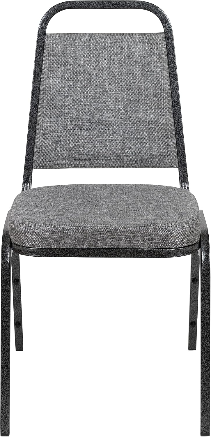 BizChair HERCULES Series Trapezoidal Back Stacking Banquet Chair with 2.5" Thick Seat in Gray Fabric - Silver Vein Frame