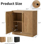Anbuy Storage Cabinet, Freestanding Sideboard Buffet Cabinet with Arched Design, Adjustable Shelves Wooden Cabinet Ideal for Coffee Bar, Living Room (Oak, Single)