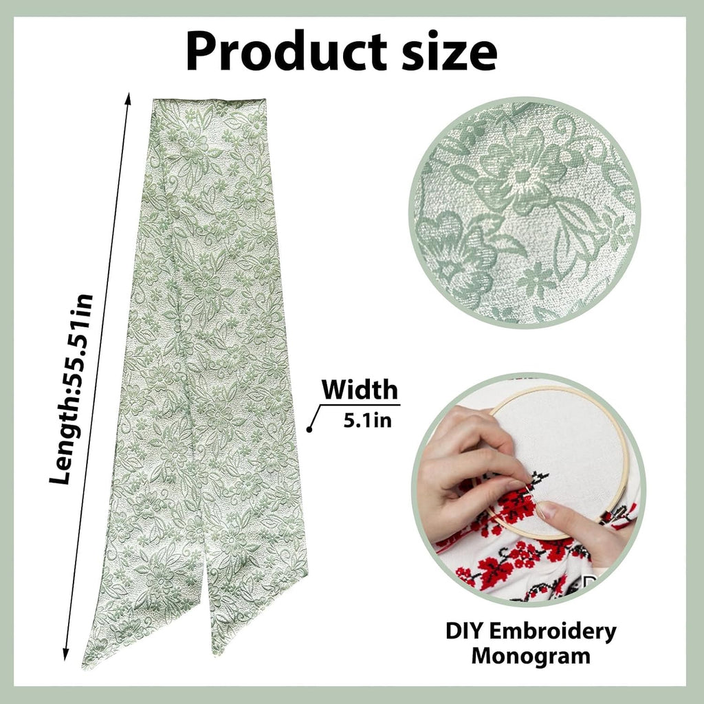 Christmas Wreath Sash for Front Door, Green Floral Leaves Burlap Sash 3D Relief Texture Wreath Accessories for Home Wedding Birthday Decorations