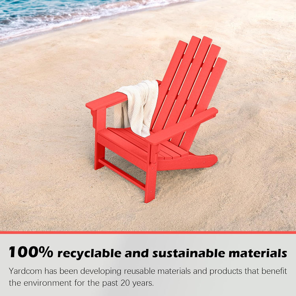 Adirondack Chair, 110°Ergonomics Plastic Extra Tall Adirondack Chairs, HDPE All-Weather Plastic Patio Outdoor Chair, High Foamed Polyethylene Fire Pit Chair(Red)