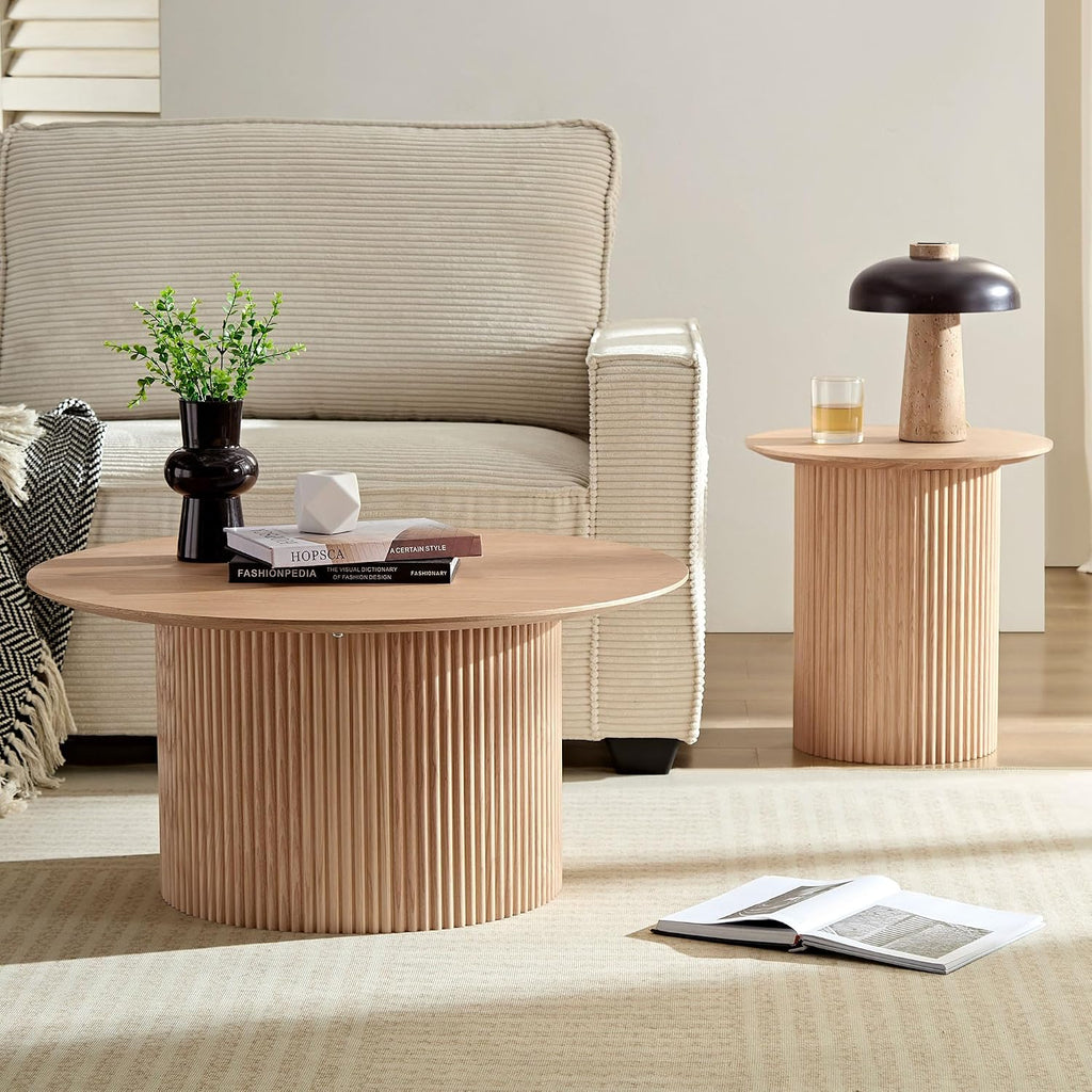 17.71 inch Round Side Table Circle Small Accent Table for Living Room Circle Bedside Table for Bedroom Oak