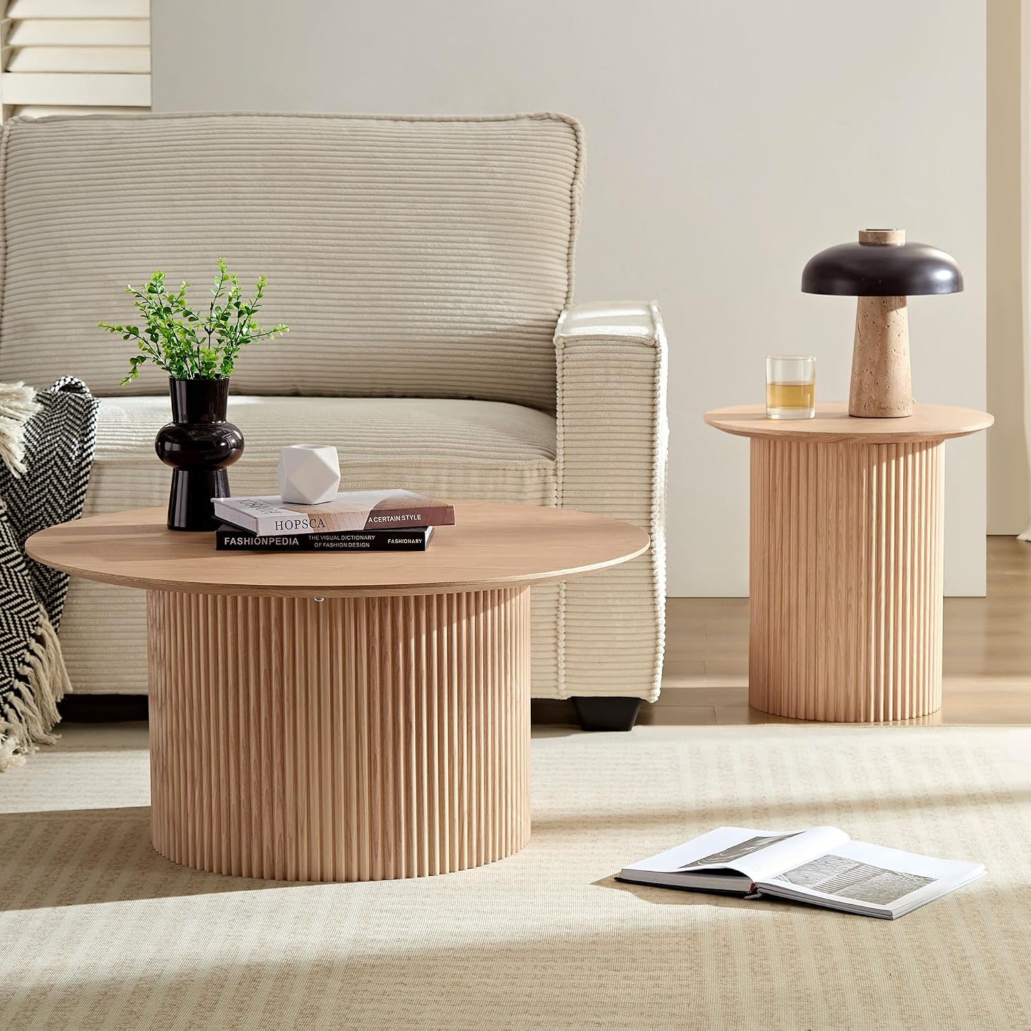 17.71 inch Round Side Table Circle Small Accent Table for Living Room Circle Bedside Table for Bedroom Oak