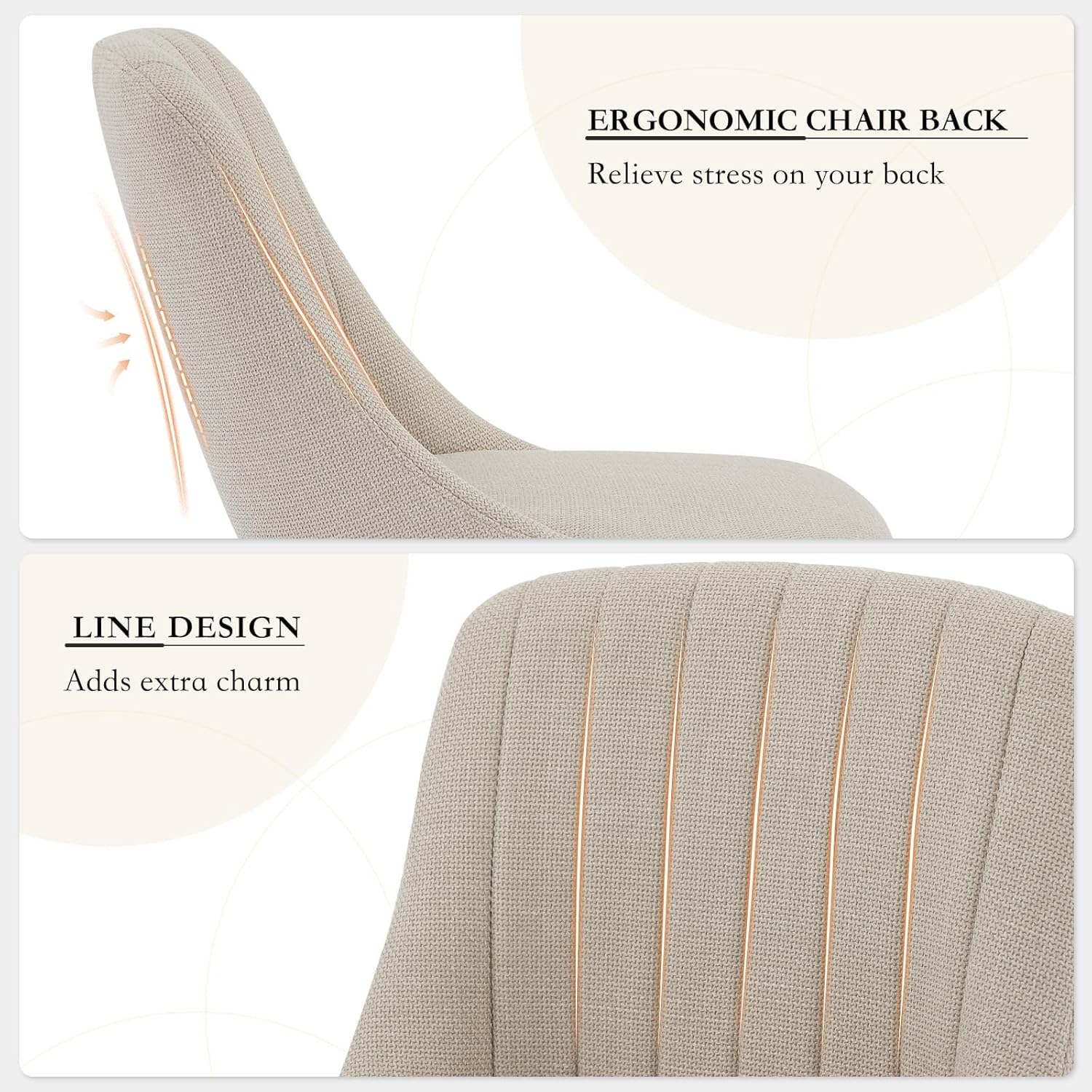 GarveeHome Dining Chairs Set of 2,Modern Upholstered Kitchen Chairs with Ergonomic Back Support,300lbs Capacity Dining Chairs with Oak Legs for Dining Room Home Restaurant