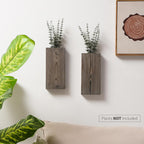 Wood Wall Planter Set of 2, Wood Wall Pocket for Greenery and Dried Flowers, Indoor Wood Hanging Vase, Modern Farmhouse Wall Decor for Living Room Bedroom Office Eucalyptus Stems Decorations (Grey)