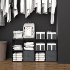 8 Cube Storage Organizer, 11 in Black Cube Shelf, Wood Cubby Storage Organizer with Back Panel & Open Compartments, Vertical or Horizontal Cube Bookshelf Bookcase for Living Room, Bedroom, Entryway