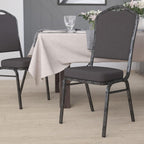 BizChair Crown Back Stacking Banquet Chair, Gray Fabric/Silver Vein Frame