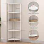 5 Tier Corner Shelf Stand, 44.1" Kitchen Shelf Organizer with Metal Frame, Small Corner Shelf for Bathroom Organization & Storage, Marble White Corner Shelf for Kitchen Decor Accessories