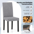 Giantex Upholstered Dining Chair Set of 2, Mid Century Modern Fabric Kitchen Chairs with Rubber Wood Legs, Thick Padded Seat, High Back, Side Armless Chairs for Living Dining Room (Gray)