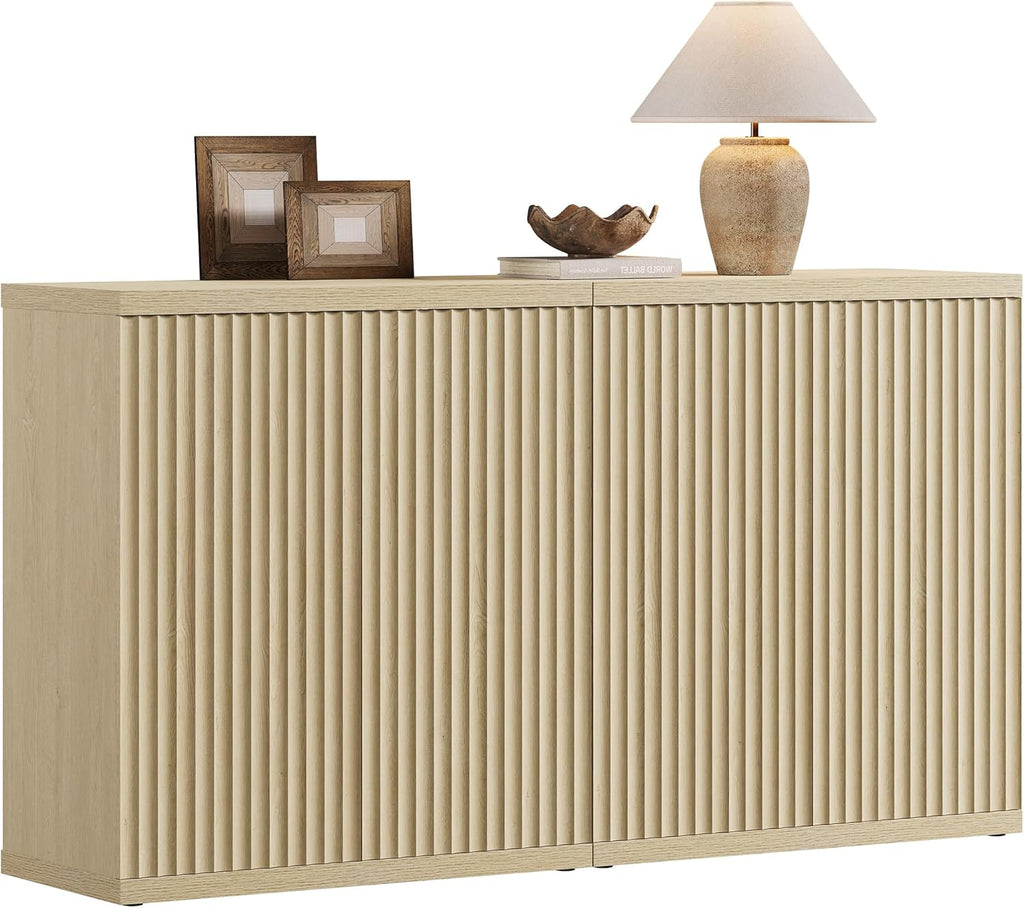 SICOTAS Buffet Cabinet with Storage Accent Sideboard Modern Credenza with Doors & Shelves Fluted Media Console Mid Century Coffee Bar Table for Living Room Kitchen Dining Room Hallway