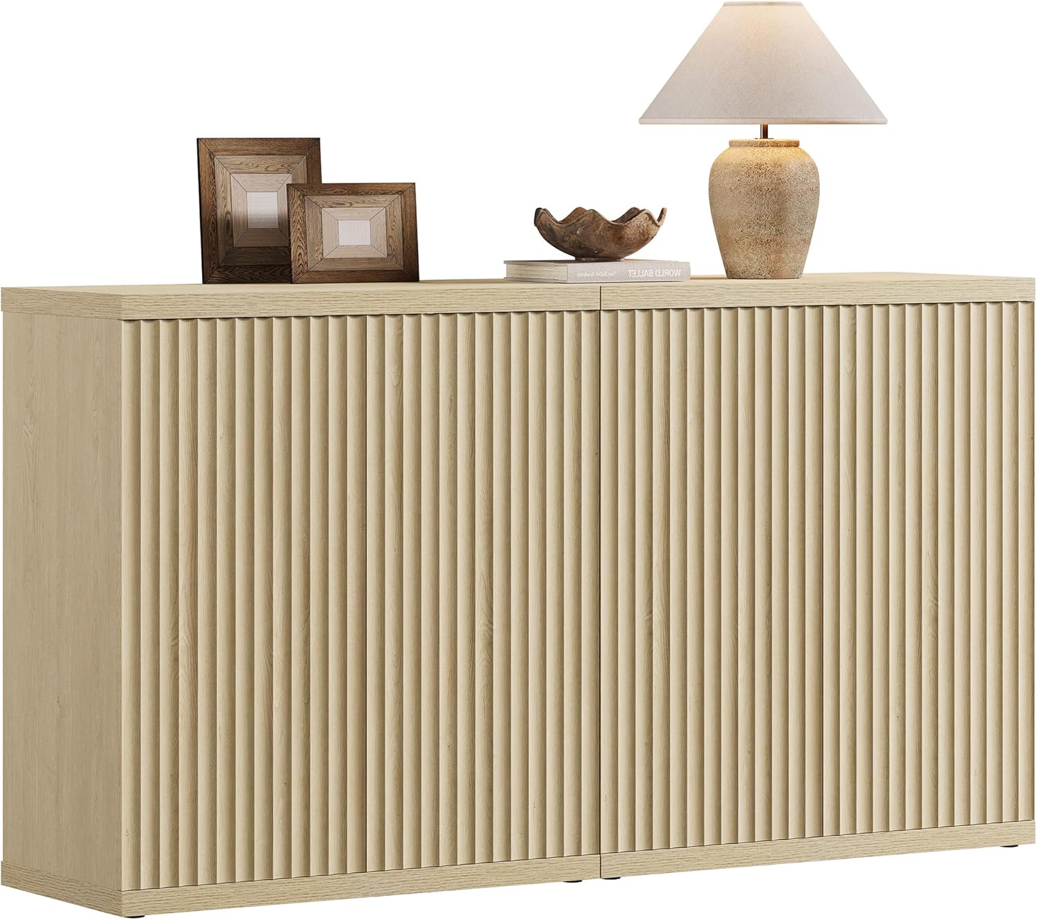 SICOTAS Buffet Cabinet with Storage Accent Sideboard Modern Credenza with Doors & Shelves Fluted Media Console Mid Century Coffee Bar Table for Living Room Kitchen Dining Room Hallway