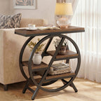 Tribesigns Side Table for Living Room, 4-Tier Narrow End Table with Storage, Industrial Wooden Beside Tables with Geometric Metal Frame, Nightstand for Small Spaces, Bedroom, Rustic Brown