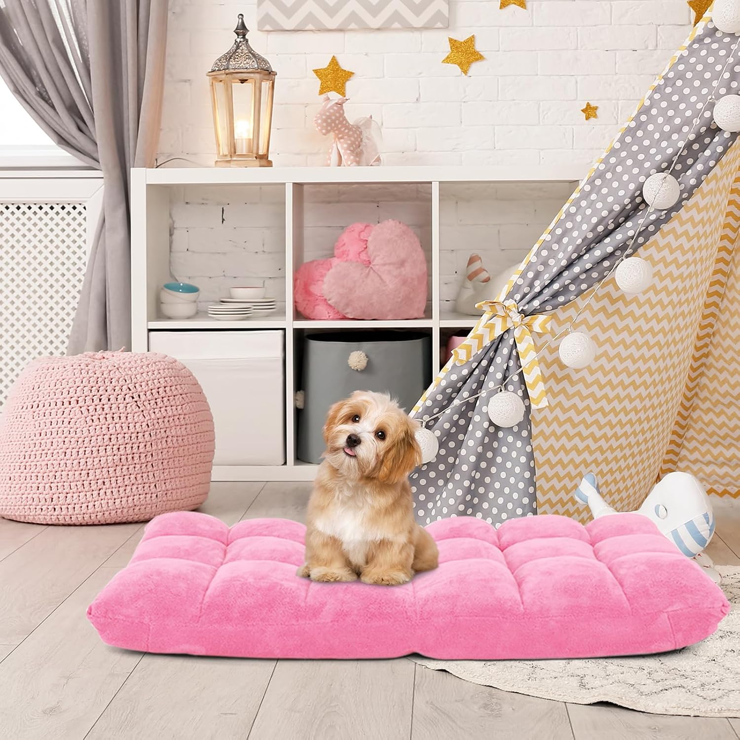 RELAX4LIFE Floor Chair with Back Support - 14-Position Adjustable Lazy Sofa Chair, Padded Sleeper Bed & Couch Recliner for Reading Meditation, Folding Floor Gaming Chair for Adults (Pink)