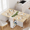 Garvee Folding Dining Table with Storage, Folding Kitchen Table with 6 Wheels, Drawer & Shelves, Compact Dining Table for Small Spaces