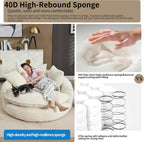55 inch Oversized Round Chair, Fluffy Chenille Boneless Sofa with Extra Deep Seat for Living Room Lounge (Beige)