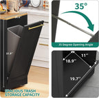 YITAHOME 53 Inch Large Rolling Kitchen Island with Trash Can Storage Cabinet, Portable Mobile Islands Table Long Floating Movable w Wheels Cabinet for 13 Gallon Garbage Bin 2 Drawer, Black