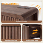 Seang Fluted Sofa Table with Power Outlets,47" Narrow Console Table with 2 Drawers Behind Couch,Curved Entryway Tables with Open Storage for Entrance,Hallway,Living Room,Dark Walnut