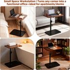 Side Table, Couch Side Table, C Table Adjustable Swivel Sofa Tray Table with Heavy Metal Base, 11.8×15.7in C Shaped End Table for Couch, Bed, or Living Room
