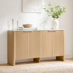 CHITA 61" Sideboard Buffet Cabinet with Storage, Living Room Accent Cabinet with Doors and Adjustable Shelves, for Bar, Kitchen, Oak - Faux Marble