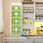 Itaar 71" Kitchen Pantry Cabinet with Charging Station and Led Light, Kitchen Storage Cabinets with Microwave Stand, 59" Wide Pantry Storage Cabinet with Storage Cart 3 Tier for Dining Room, White