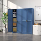 SteeLoong Kitchen Pantry Cabinet,71” Metal Pantry Storage Cabinets with Doors and 4 Adjustable Shelves,Blue Kitchen Cabinet with 2 Gold Handles,Tall Cabinet for Livingroom