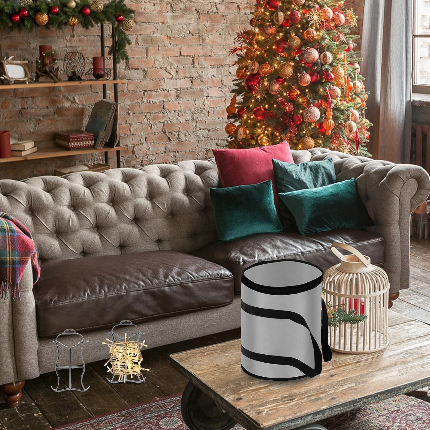 Shihanee 10 Pcs Christmas Holiday String Lights Storage Organizer and 1 Storage Bag Containers Light Cord Rope Reel Organizer Wraps(Gray)