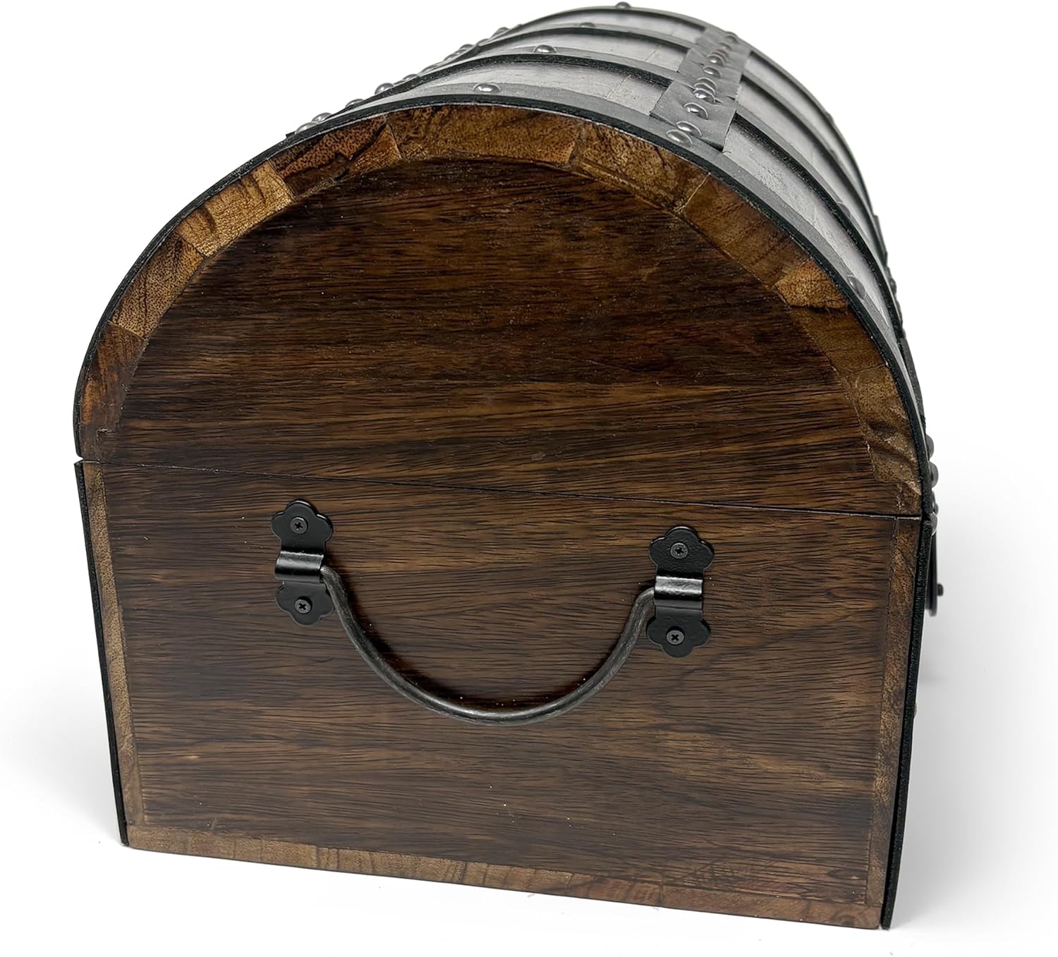 Nautical Cove Handmade Wooden Treasure Chest Storage Box – Deluxe Design with Real Leather Accents, Working Iron Lock & Skeleton Keys, Decorative Keepsake Chest (Large - 12 × 9 × 9")