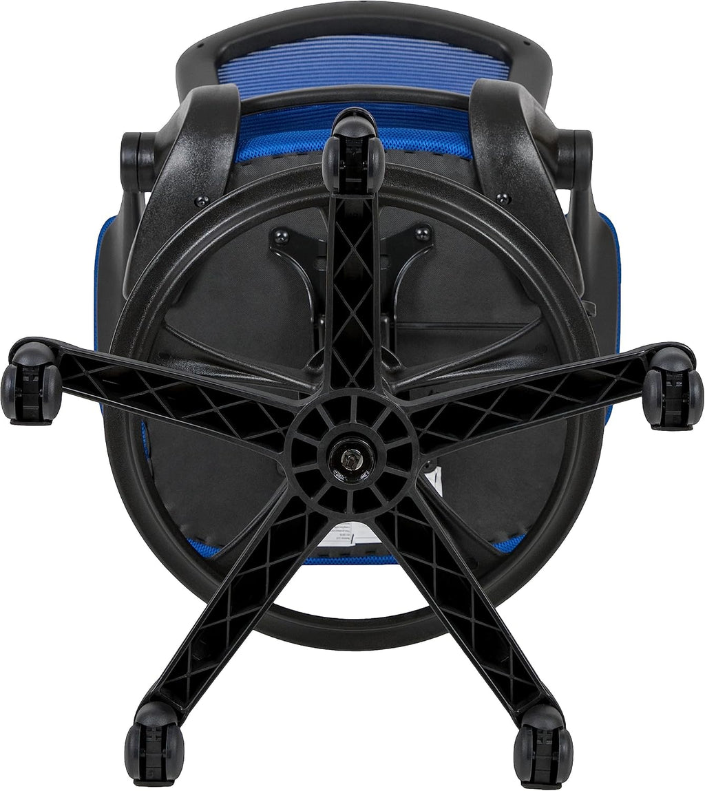 Flash Furniture Kale Mid-Back Blue Mesh Ergonomic Drafting Chair | Adjustable Foot Ring, Flip-Up Arms