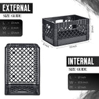 Juggernaut Storage 3-Pack 24-Quart Heavy-Duty Plastic Stackable Milk Crates with Handles, Black – Open Bin Basket Organizers for Home, Office, Dorm, and Car Organization