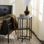 SAFAVIEH Home Collection - Aloha Side Table with Grey Marble Top & Black Iron Base, Modern Accent Table, Fully Assembled (ACC3748A)