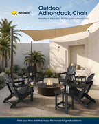 MUCHENGHY Folding Adirondack Chairs Patio Chairs Outdoor Adirondack Chair Weather Resistant Chair for Patio, Outside, Deck, Backyard, Fire Pit Chair, Campfire Chairs (Black)