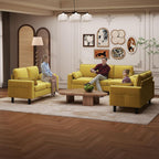 Kinfant 7-Seat Waiting Room Chair- Office Guest Reception Chairs Waiting Furniture Bench with Armrest Modern Upholstered Reception Seating for Salon, Bedroom & Studio, Yellow