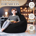 6 Pcs Bean Bag Chair Cover (No Filler) Washable Beanbag Chair Cover Stuffed Animal Storage Soft Corduroy Stuffable for Adults Pets Organizing Plush Toys Textile (Black,XL)