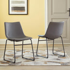 Signature Design by Ashley Centiar Faux Leather Dining Chairs, Set of 2 | Mid century modern bucket seat, Sturdy black metal frame sled base with floor glides, Easy to clean wipeable upholstery