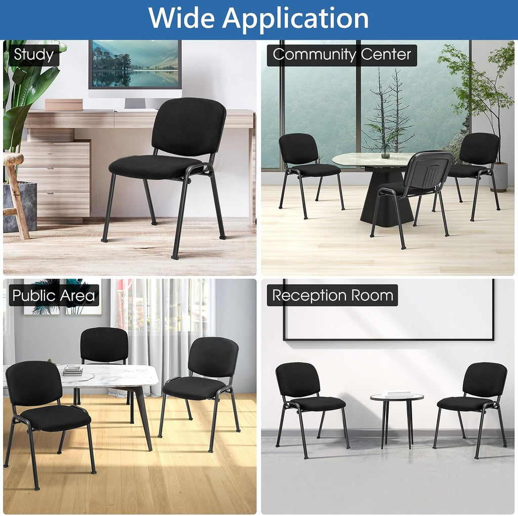RELAX4LIFE Reception Waiting Room Chairs - Office Guest Chairs Set of 2 w/Ergonomic Backrest & Padded Seat, Armless Lobby Chair for Home Church Conference Meeting, Stackable Reception Chairs (2)