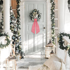 2 Pack Wreath Sash for Front Door Boxwood Wreath Sash Garland Front Door Porch Decor(White and Red Plaid)