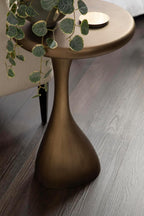 Kate and Laurel Auclair Modern Metal Round Side Table, 14 x 14 x 22, Antique Brass, Sculptural Circle End Table for Use as Unique Bedroom Nightstand or Pedestal Martini Table