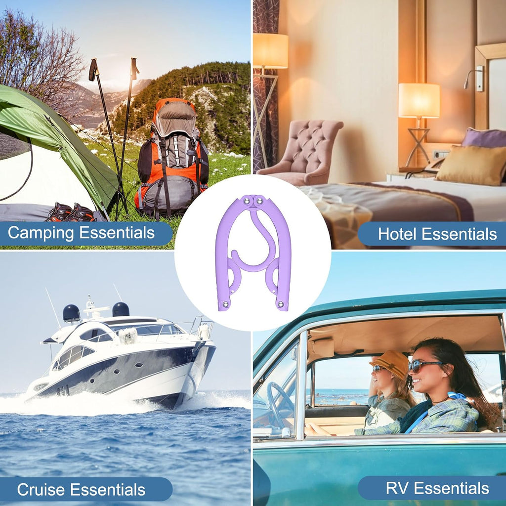 6 Pcs Portable Travel Hangers for Cruise Ship Essentials 2026, Plastic Folding Foldable Hangers Clothes Drying Rack Travel Accessories for Suitcase, RV, Camping, Flying, Hotel, Road Trip (Multi)