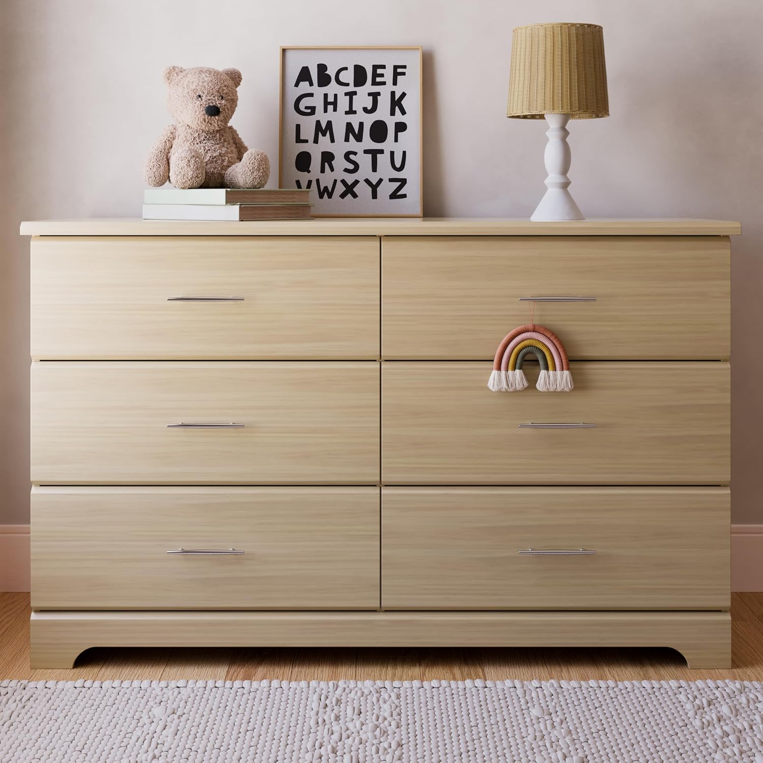Storkcraft Brookside 6 Drawer Dresser, Driftwood | GREENGUARD Gold Certified, Wood Dresser for Bedroom, Kids & Nursery Storage Chest, Safety Interlocking Drawers, Kids Bedroom