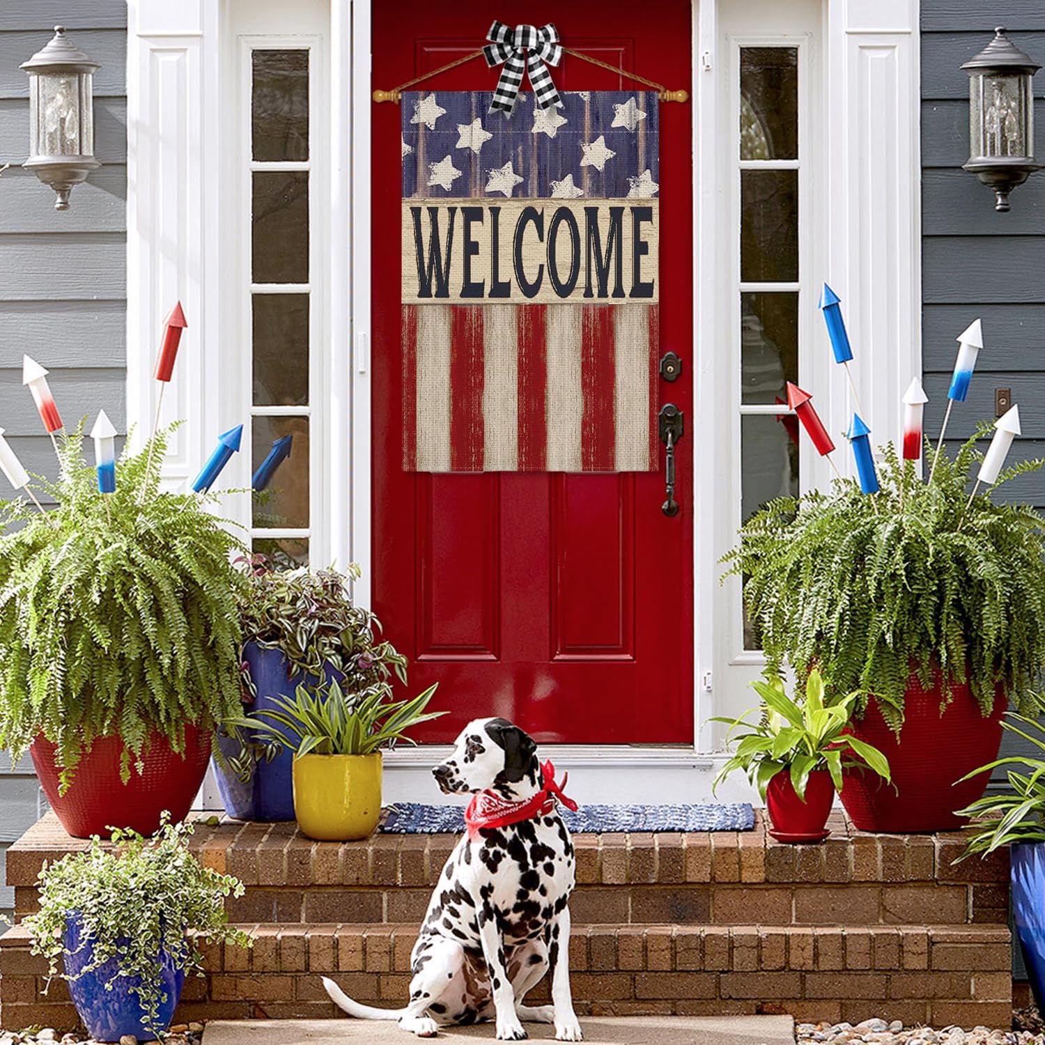 AVOIN colorlife Patriotic 4th of July House Flag 28x40 Inch Double Sided Outside, Memorial Day Retro American Stars and Stripes Welcome Yard Outdoor Decoration