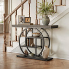 LITTLE TREE Console Table, 4-Tier Entryway Table, 41.3-Inch Industrial Sofa Table for Living Room, Foyer Hallway Table for Entrance, Deep Grey and Black