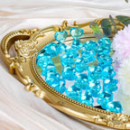 Babenest 215pcs Blue Heart Acrylic, 1Inch Crystal Rhinestones, Diamond Fake Gems Vase Filler for Table Scatters Wedding Party Anniversary Decoration Favor